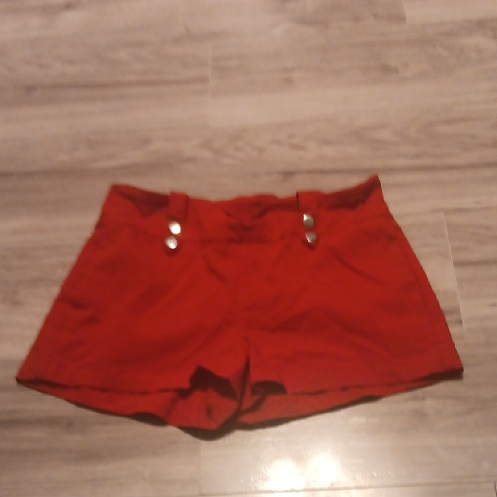 INC Red Shorts with Button Details
